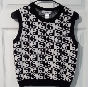 Cotton Emporium Black and White Patterned Vest